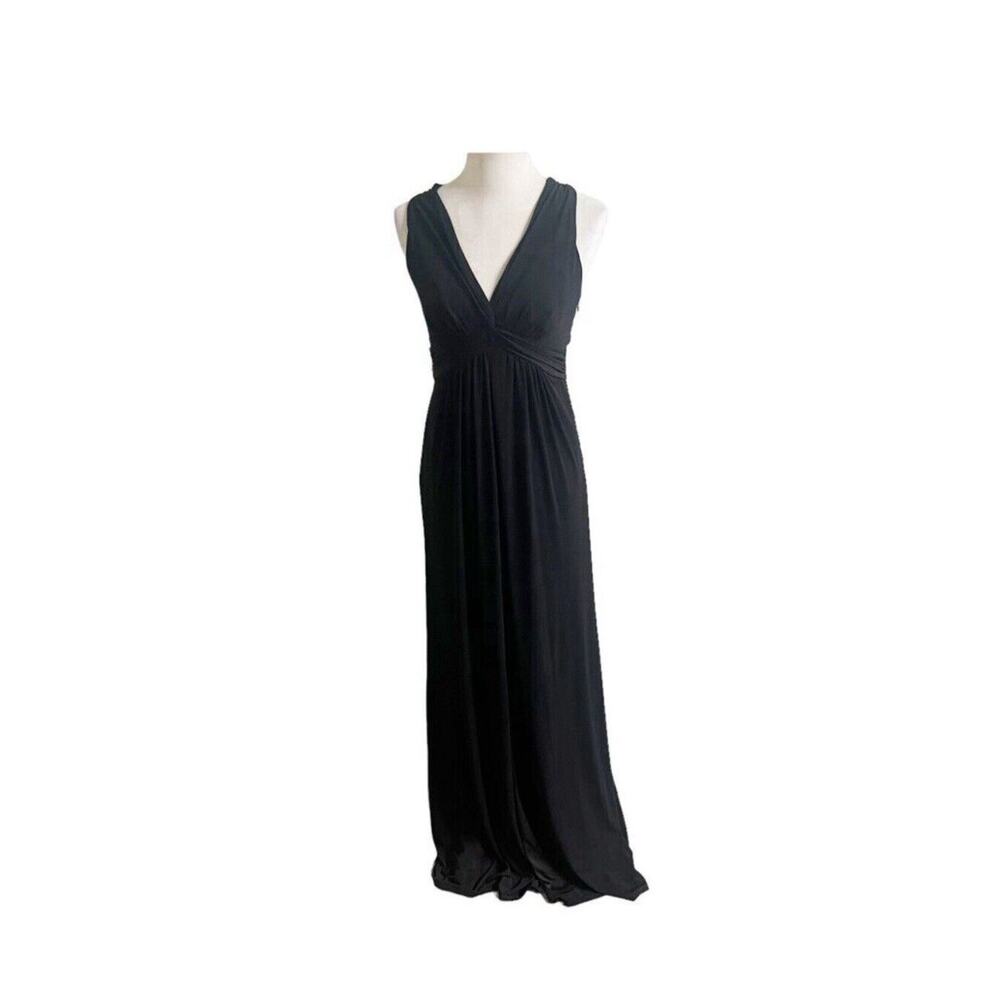 White House Black Market Black Cocktail Party Maxi Dress Size 4 Cross Back